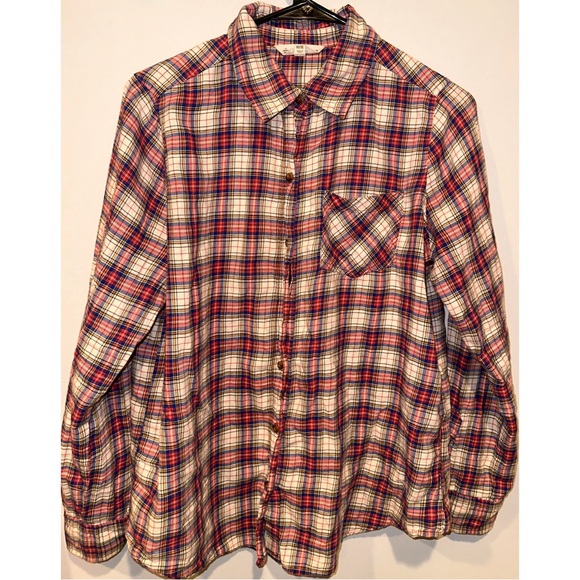 I Love H81 Pink Plaid Flannel Long Sleeved Buttoned Down Shirt - Picture 8 of 16